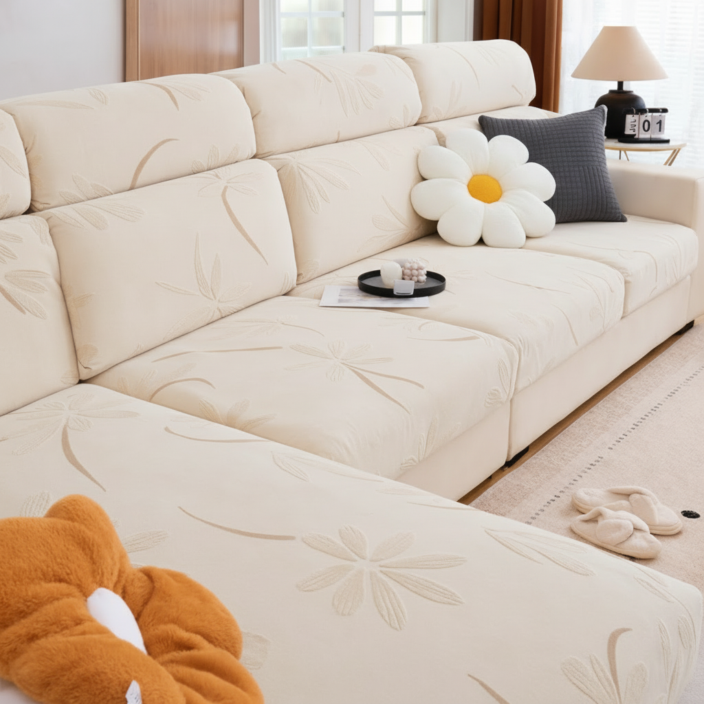 Anti-Slip Floral L Shaped Cushion Sofa Couch Cover