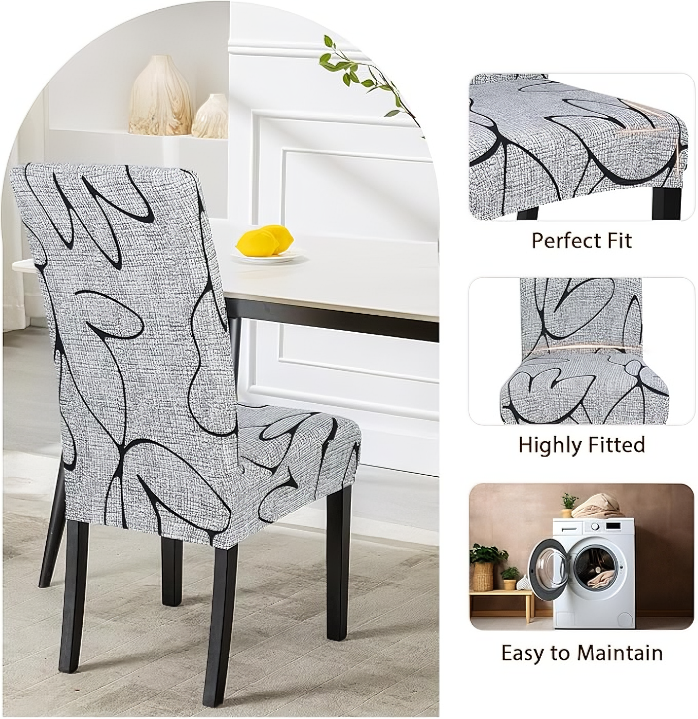Printed Slipcover Chair Seat Cover