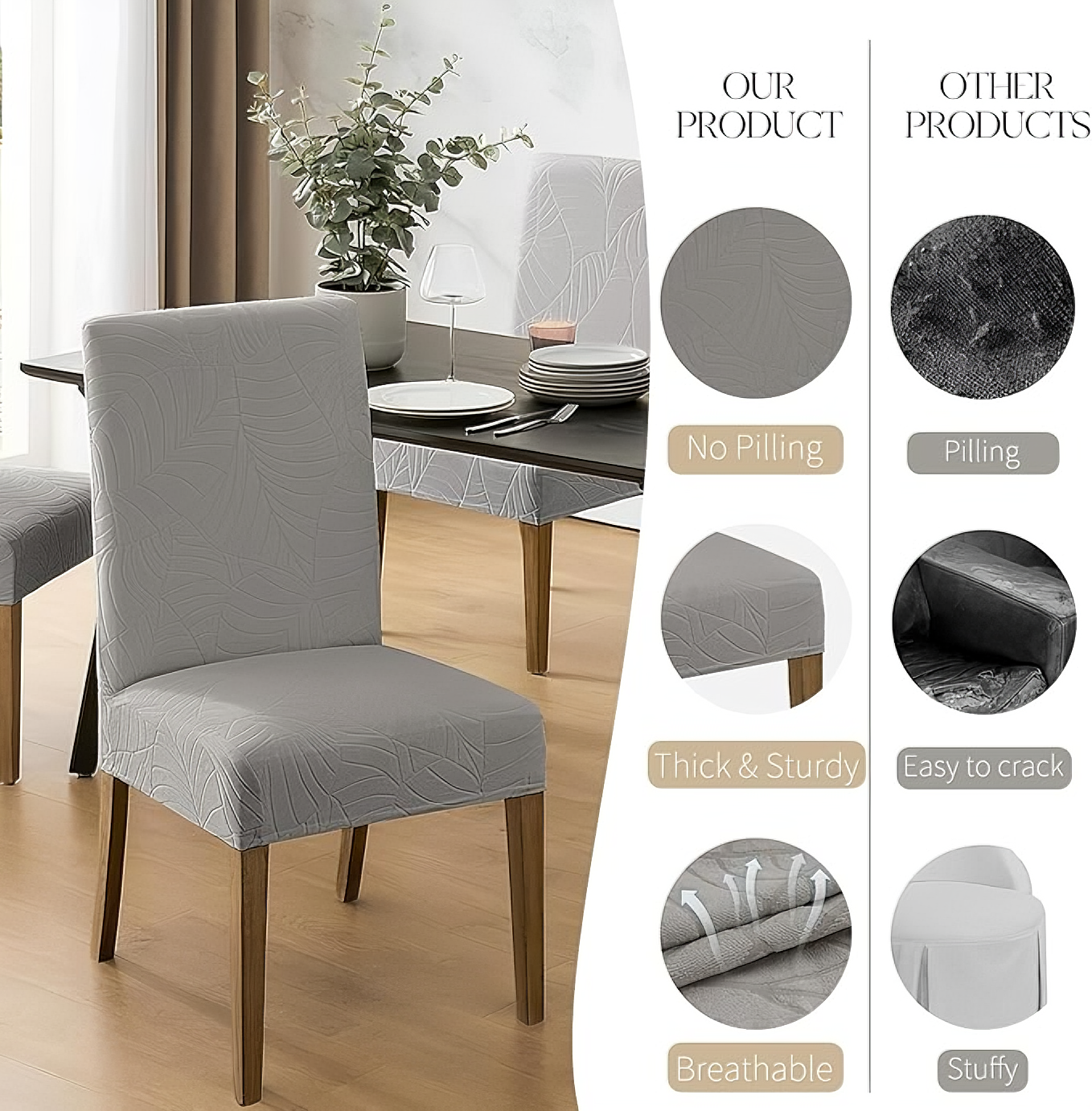Jacquard Slipcover Leaf Chair Seat Cover