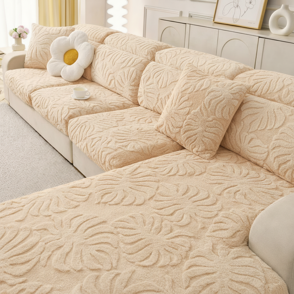 L Shaped Sectional Floral Plush Cushion Sofa Couch Cover