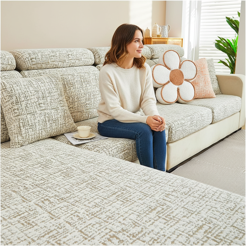 Anti-Slip Boho Cushion Sectional L Shaped Sofa Couch Cover