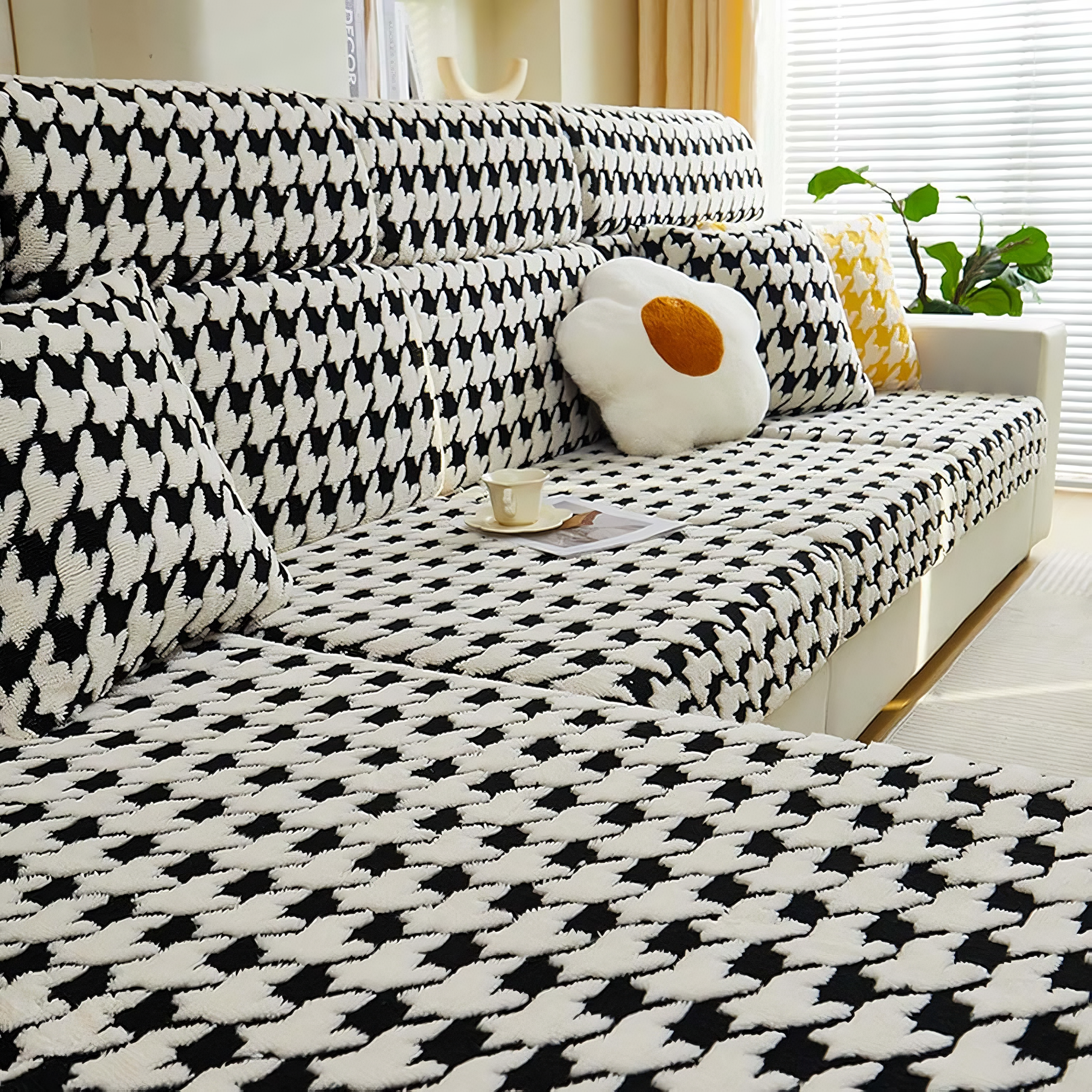 L Shaped classic Sectional Plush Cushion Sofa Couch Cover