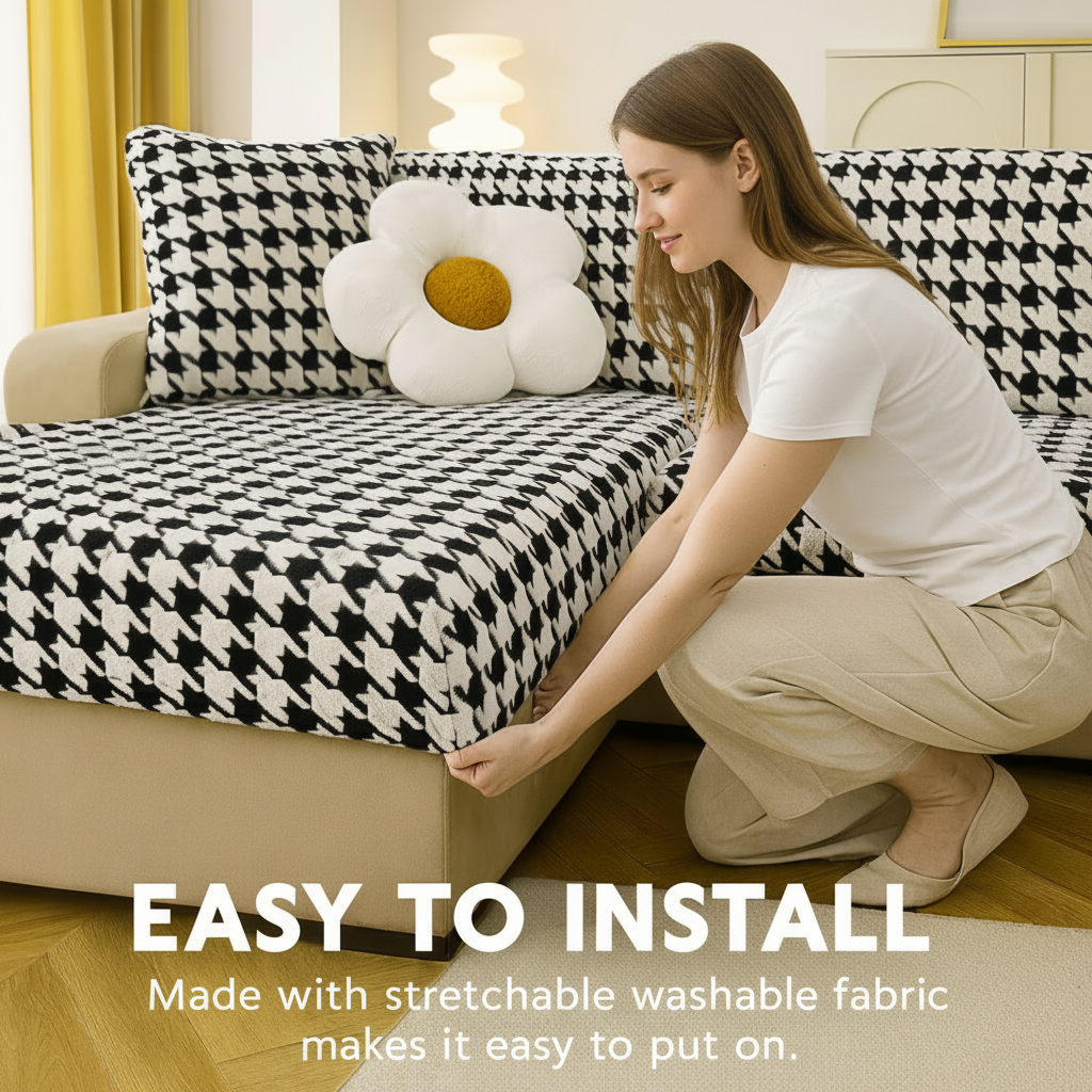 L Shaped classic Sectional Plush Cushion Sofa Couch Cover
