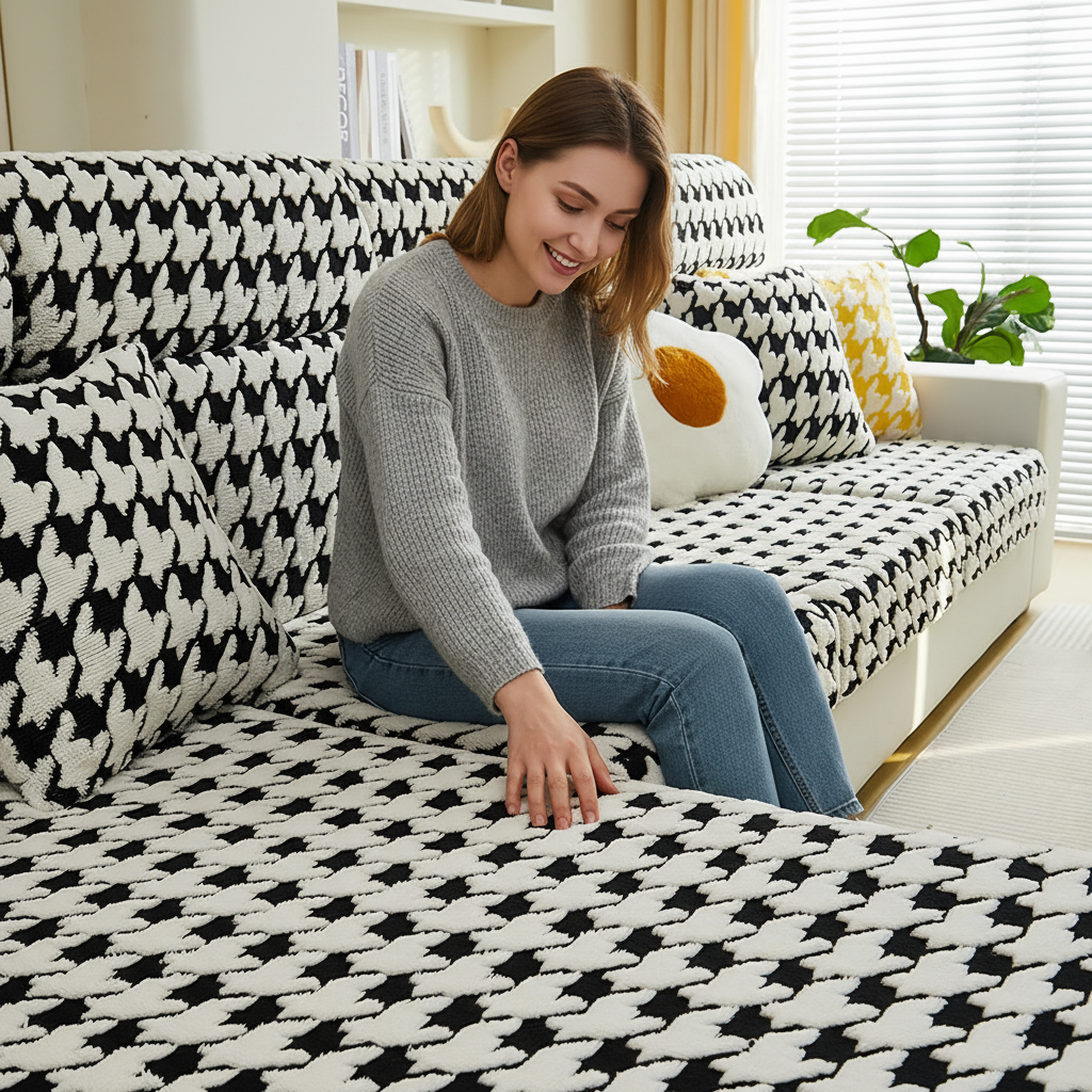 L Shaped classic Sectional Plush Cushion Sofa Couch Cover