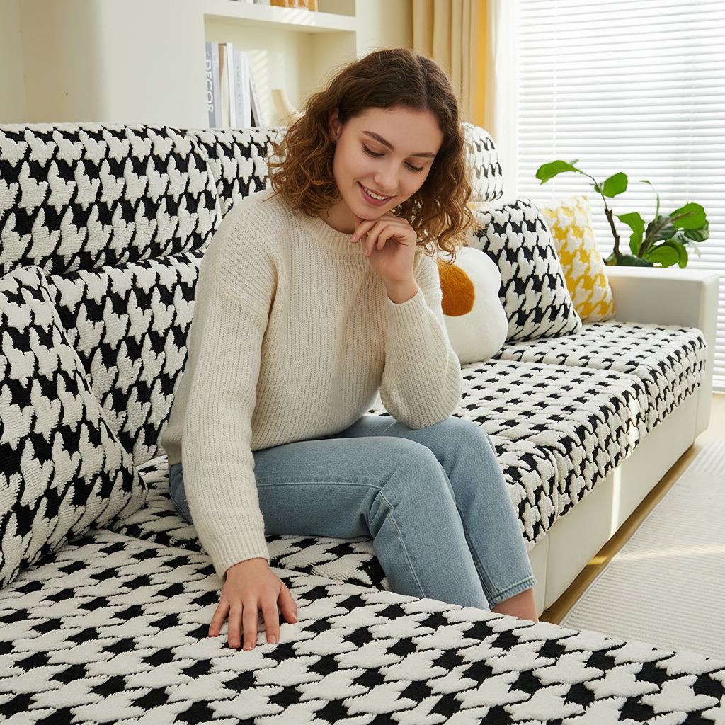 L Shaped classic Sectional Plush Cushion Sofa Couch Cover