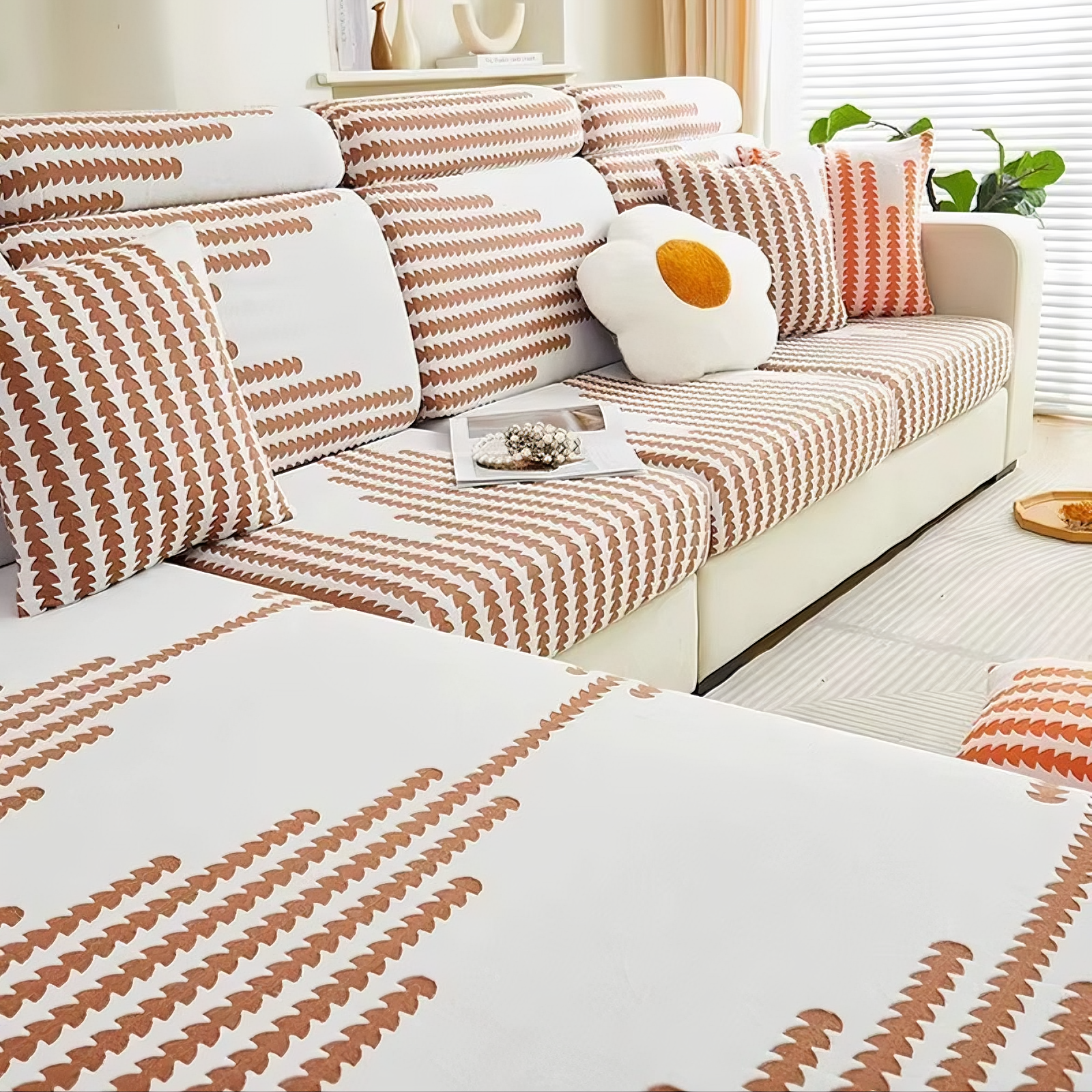 Anti-Slip L Shaped Geometric Cushion Sofa Couch Cover