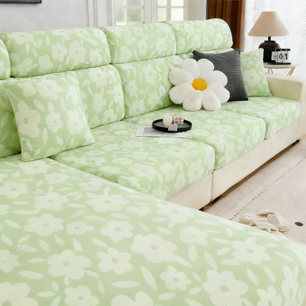 Anti Slip Floral L Shaped Sectional Cushion Sofa Couch Cover