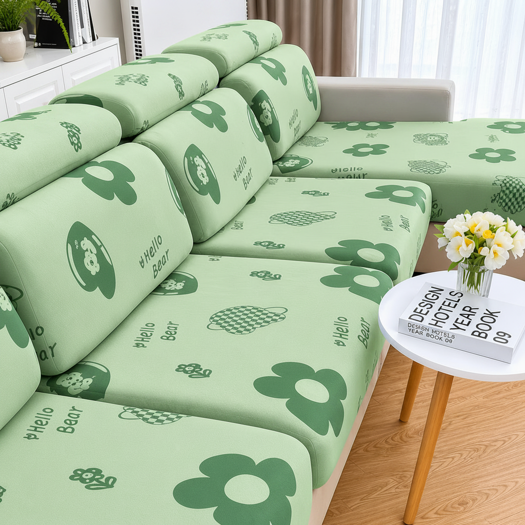 Anti Slip Floral L Shaped Sectional Cushion Sofa Couch Cover