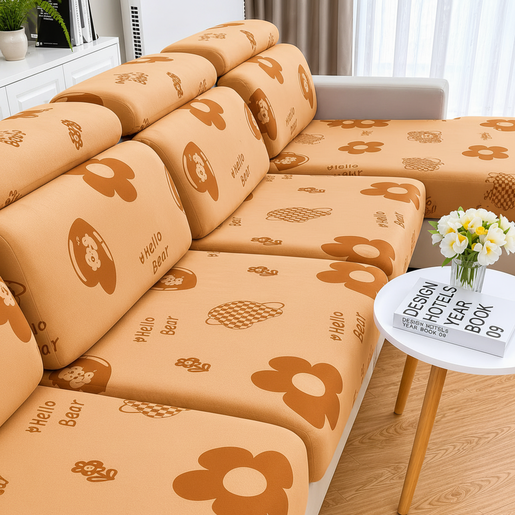 Anti Slip Floral L Shaped Sectional Cushion Sofa Couch Cover
