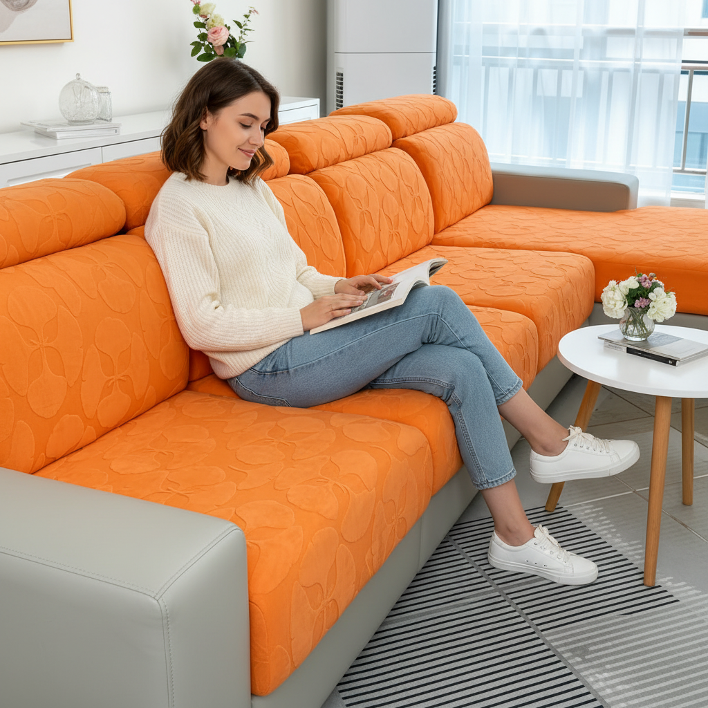 Anti Slip Floral L Shaped Sectional Cushion Sofa Couch Cover