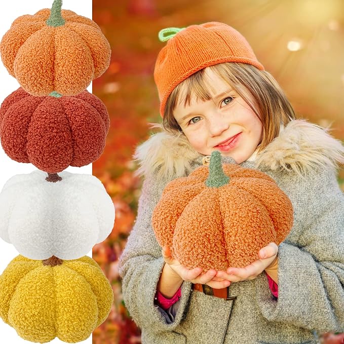 Stuffed Fluffy Plush Pumpkin Throw Decor Pillows