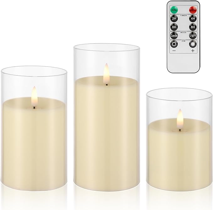 Magic Clear Glass Flameless LED Pillar Candle