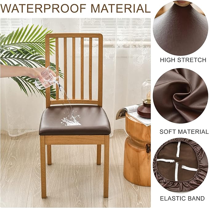 PU Leather Stretchy Slipcover Dinning Chair Seat Cover