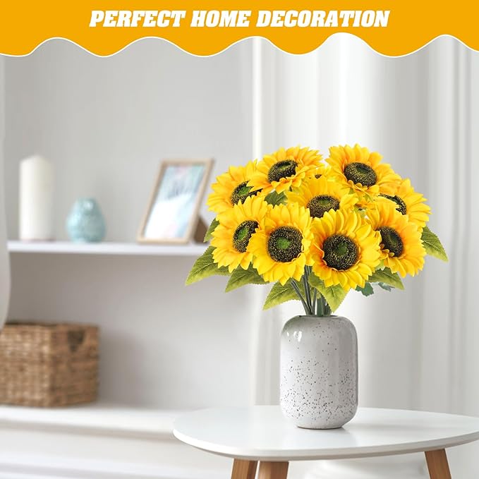 Faux Artificial Stem Silk Sunflower Flower