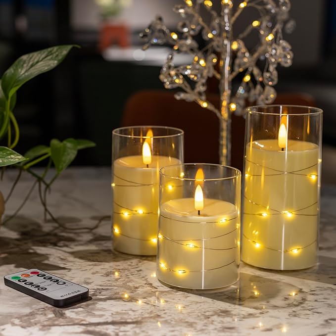 Magic Clear Glass Flameless LED Pillar