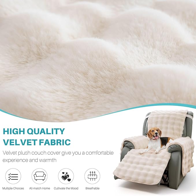 Non-Slip Plush Rabbit Slipcover Lazy Boy Chair Recliner Cover