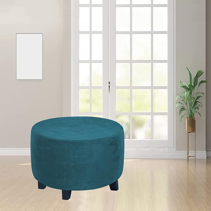 Round Slipcovers Velvet Ottoman Cover