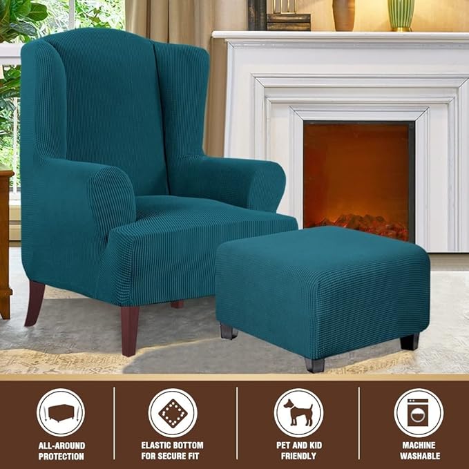 Square Slipcovers Jacquard Ottoman Cover