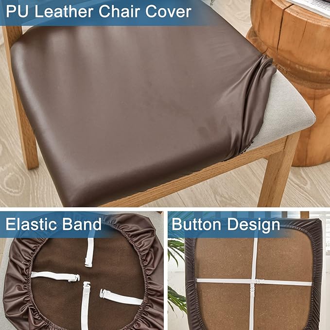 PU Leather Stretchy Slipcover Dinning Chair Seat Cover
