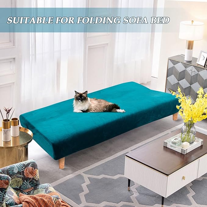 Armless Velvet Couch Sofa Slipcover