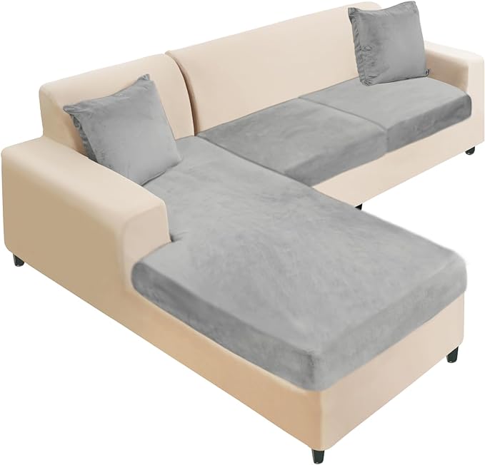 L Shaped Velvet Cushion Slipcover Sofa Couch Cover
