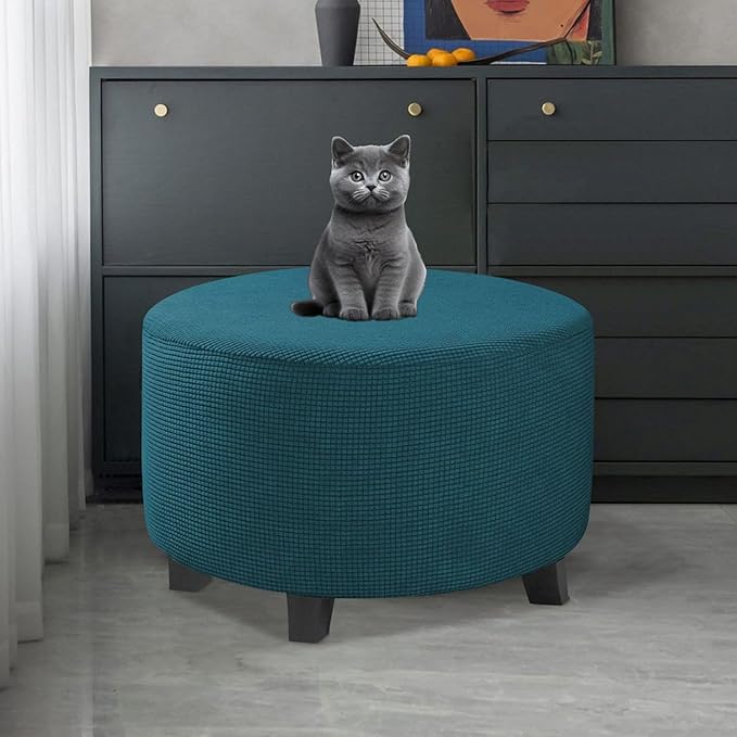 Round Slipcovers Jacquard Ottoman Cover
