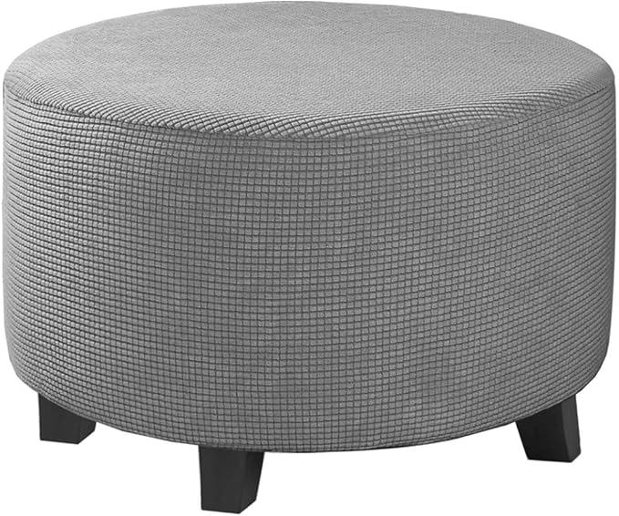 Round Slipcovers Jacquard Ottoman Cover