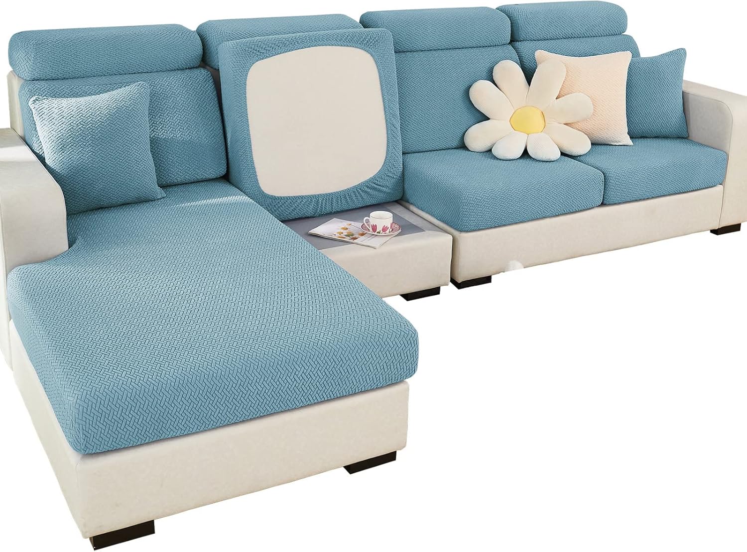 Jacquard L Shaped Cushion Slipcover Sofa Couch Cover
